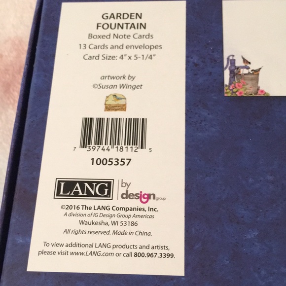 Garden Fountain Birds Boxed Notes Set of 13 NWT - Picture 6 of 11